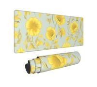 Large Gaming Mouse Pad Yellow Flower Desk Mat Protector for Desktop Mousepad Waterproof Writing Pads with Anti-Slip Rubber Base Keyboard Pad for Gamer Office Home 31.5" x 12"