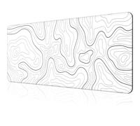 Large Mouse Pad Gaming Mousepad XL Minimalist Topographic Map Desk Mat Mouse Pad Long 31.5x11.8 in Extended Big White Mouse Pad Waterproof Desk Pad with Non-Slip Base and Stitched Edges for Computer