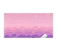 Large Gaming Pad, Cloud and Starry Design, Extended Desk Mat for Home, Non-Slip Base, Ideal Workers Pad Accessories Cute CloudsAnime Decor Mousepad 31.5x15.7in Keyboard For Gir (Pink, One Size)