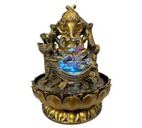 Large Ganesha Statues Indoor Tabletop Fountain, Ganesha Idol Buddha Statue Zen Waterfall Fountain with LED Lights, Indian Elephant Decorations for Home Office Bedroom 9.5"*9.5"*12"