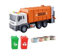 Large Garbage Truck Toy with Lights Sounds and Recycling Bins Educational Waste Management Vehicle for Kids Ages 4-7 Orange