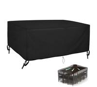 Large Garden Furniture Covers Waterproof for Outside,Rectangular Garden Table Covers,Patio Rattan Furniture Cover,600D Oxford Fabric Windproof Anti-UV Outdoor Seating Cover -Black 320x50x90cm/Lx WxH