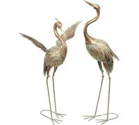 Large Garden Ornaments Outdoor, 2pcs Lifelike Metal Crane Garden Statues Sculpture, Standing Bird Art Decorations for Lawn Yard & Pond, Gifts for Women, 39 Inch
