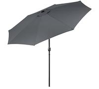 Large Garden Parasol Sun Shade Outdoor Canopy w/Crank Tilt Grey Patio Umbrella