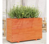 Large Garden Planter 110x40x72 cm Solid Pine Wood Wax Brown Outdoor Raised Flower Box for Vegetables Herbs on Patio Balcony and Lawn