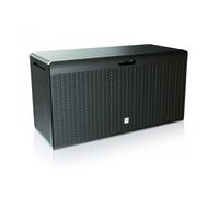 Garden Storage Chest Box Deck Patio Wheels Handles Weatherproof 290L Rattan Grey