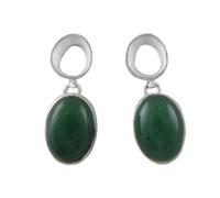 Large Gemstone Earrings 925 Sterling Silver Oval Drops