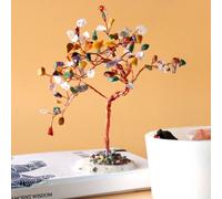 Large Gemstone Tree Multi Stones On Natural Agate Base (100 Stones) Na