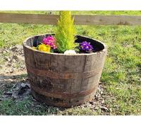 Large Genuine Half Whisky Barrel Planter With Drainage Holes Oak Whiskey Planter