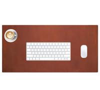 Large Genuine Leather Desk Mat 100x50cm, Office Desktop Real Desk Pad Protector, Non-Slip Large Mouse Pad, Easy Clean Computer Mat for Table(Brown,70x30cm)