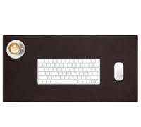 Large Genuine Leather Desk Mat 100x50cm, Office Desktop Real Desk Pad Protector, Non-Slip Large Mouse Pad, Easy Clean Computer Mat for Table(Coffee,60x40cm)
