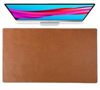 Large Genuine Leather Office Desk Mat, Non-Slip Desk Writing Mat Protector, XXL Mouse Mat for Desktop Computer Accessories(YellowBrown,80x50cm)