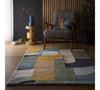 Large Geometric Blue Rug - 290 x 200 cm - Retro Deco - Origins