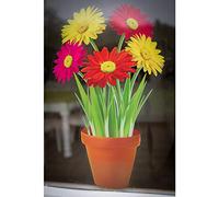 Large Gerberas in a Pot Flower Window Sticker - Static Cling Windows Decoration or Garden Decor for Greenhouse