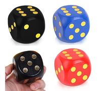 Large Giant Wooden Dice for Children - Round Edge Safe 3-Piece Set (Red, Blue, Black) for Board Games, Math Learning & Funny Games