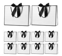 Large Gift Bag with Ribbon, 10 Pack Paper Presents Bags with Handle, for Birthday/Wedding/Anniversary/Baby Shower/Christmas/Retail Store