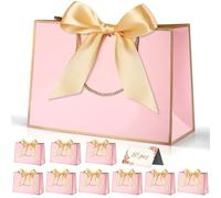 Large Gift Bags with Handles 12.6x9.8x3.9 Inches （32 x 25 x 10 cm）, 5 Pack Kraft Paper Birthday Present Bags for Wedding, Baby Shower, Christmas Celebration, Boutique Retail Packaging