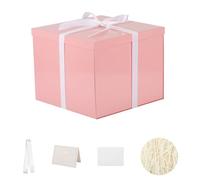 Large Gift Box with Lid 32x32x25 cm,Pink Gift Boxes for presents Packaging for Birthdays, Valentine's Day, Christmas (Include Shredded Paper Fill, Envelope Card Ribbon)