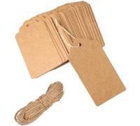 Large Gift Tags,100 PCS Kraft Paper Tags 9 x 4.5cm Christmas Tags for Wedding Brown DIY Rectangle Craft Hang Tags with Free Natural Jute