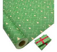 Large Gift Wrapping Paper Roll: 76cm * 15m Recyclable Christmas Kraft Wrapping Paper Print with Green Tree for Christmas, Birthday, Wedding Festival Present Decorations