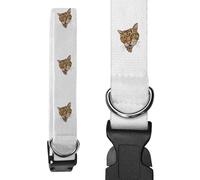 Large 'Ginger Tabby Cat with Green Eyes' Dog Collar (PR00065392)