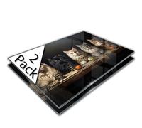 Large Glass Chopping Board | Glass Worktop Savers for Kitchen | Glass Cutting Board | Maine Coon Cats Photorealistic Realism Vintage Table Moody Kitchen 2 Pack