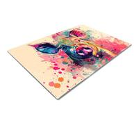 Large Glass Chopping Board | Glass Worktop Savers for Kitchen | Glass Cutting Board | Pink Yellow Multicolour Pop Art Pig Colourful Graffiti Splatter Modern Digital
