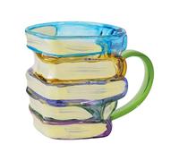 Large Glass Coffee Cup Handcrafted Art Designs Mug for Daily Use with Ergonomic Handle Beverage Drinkware Painted Drinking Glass