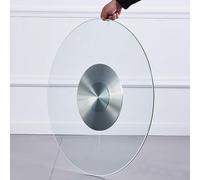Large Glass Lazy Susan Turntable For Dining Table Serving Tray, 24" 28" 32" 35" 39" Serving Plate Sturdy Rotating Tray, Silent Heat Resistant (Color : Transparent, Size : 60cm/24in) (Transparent