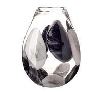 Large Glass Oval Vase in Black, Grey & White (Storm Cloud) (30cm)