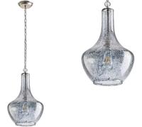 Large Glass Pendant Lights for Kitchen Island 13" Blown Glass Pendant Light Clear Black Ink Shade Hanging Ceiling Lights with Silver Finish for for Kitchen Island, Sink, Hallway, Living Room