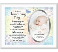 Large Glass Photo Frame and with Stand Memory Picture Print Message Wall Hanging (Christening Day)