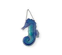 LARGE GLASS SEAHORSE WALL HANGING PLAQUE | Bathroom hanging ornament outdoor nautical glass decoration | Seaside décor | nautical décor | 44cm (L) x 26cm (W) | Bathroom wall art