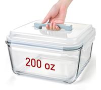 Large Glass Storage Containers with Lids, Big Rectangular Food Containers for Rotisserie Chicken Meal Prep Turkey Watermelon Potluck, XL Extra Large Freezer Safe Storage Container Airtight 200oz/26cup