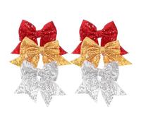 Large Glitter Cheer Bow Hair Clip 6pcs Sequined Fabric