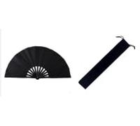 Large Glitter Rave Fan 13 inch, Folding Hand Fan for Dancing, Portable & Clack, Black Flocking Sleeve, Neon Music Festival EDM Party Costume Accessory 13.4 x 1.6 x 0.8 in