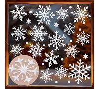 Large Glitter White Snowflakes Christmas Window Stickers 6 Sheets Window Clings Stained Glass Clings Xmas Christmas Window Decorations