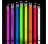 Large Glow Sticks Party Packs 8 Inch - 64 Pcs UV Non Toxic Glow in The Dark Kids Party Favours in 8 Colours - Neon Lights Party Supplies, Birthdays, Weddings, Pool Parties - BIGGER Size BRIGHTER Glow
