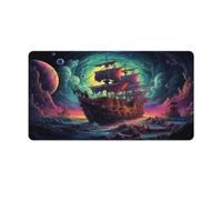 Large Gmaing Mouse Pad A Photo of Pirate Ship in The Space Field in The Style Large Mouse Mat 40x75cm Desk Mat with Stitched EdgeComputer Desk AccessoriesNon Slip Base