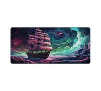 Large Gmaing Mouse Pad A Photo of Pirate Ship in The Space Field in The Style Long Mouse Pads 40x90cm Table Mat Suitable for Various Scenarios Such As Work Play And Study
