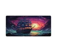 Large Gmaing Mouse Pad A Photo of Pirate Ship in The Space Field in The Style Long Mouse Pads 40x90cm Table Mat Suitable for Various Scenarios Such As Work Play And Study