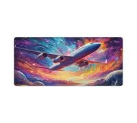 Large Gmaing Mouse Pad Colour Art Airliner Mouse Mat 40x90cm Keyboard Desk Mat Stitched Edges Smooth Surface for Speed Control Anti Slip Base