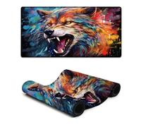 Large Gmaing Mouse Pad Fantasy Colorful Wolf Extended Mouse Pad Improves Precision And Speedrubber Underside for A Stable Grip 30x60cm