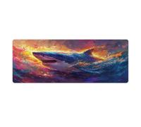 Large Gmaing Mouse Pad Oil Painting of Sharks Extra Large Mouse Mat 30x80cm Desk Pad with Stitched Edges Durable Non Slip Natural Rubber Base