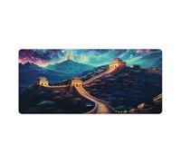 Large Gmaing Mouse Pad Psychedelic Great Wall of China at Night Large Mouse Mat 40x90cm Desk Mat with Stitched EdgeComputer Desk AccessoriesNon Slip Base