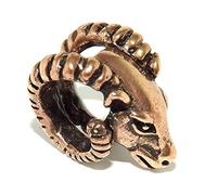Large Goat Ram Head Viking Beard Hair Bead (6mm hole, made from Solid Bronze)