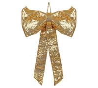 Thrink Large Red Christmas Bow 40×70 cm - Luxury Velvet Sequin Decorative Bow for Christmas Tree Topper, Front Door, Wreaths & Garlands - Elegant Festive Red Bow Decoration for Holiday Décor (Gold)