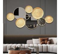Large Gold Circle Mirror Wall Decor - Modern Art Sculpture for Living Room, Bedroom, Office - Chic Home Accent with Unique Multi-Plate Design, Stylish Decorative Piece