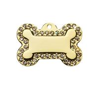 Large Gold Diamante Bone. Engraved Dog/Pet ID Name Tag. Diamante/Glamour/Bling/Fashion. Please EMAIL US Engraving Details When Placing Your Order.