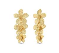 Large Gold Floral Earrings for Women Chunky Handmade Statement Dangle Jewelry for Wedding, No Gemstone